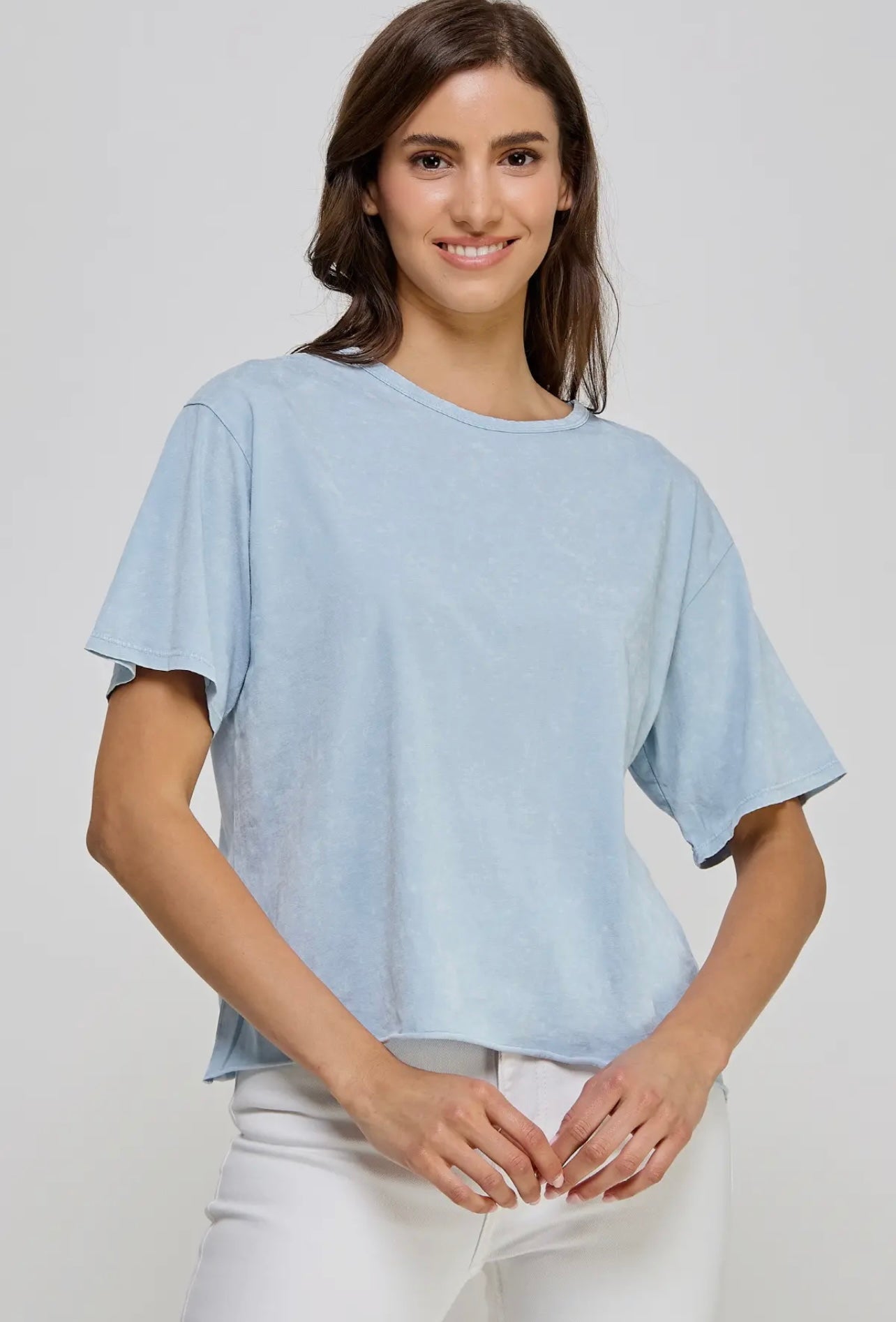 Blank mineral washed long crop tee