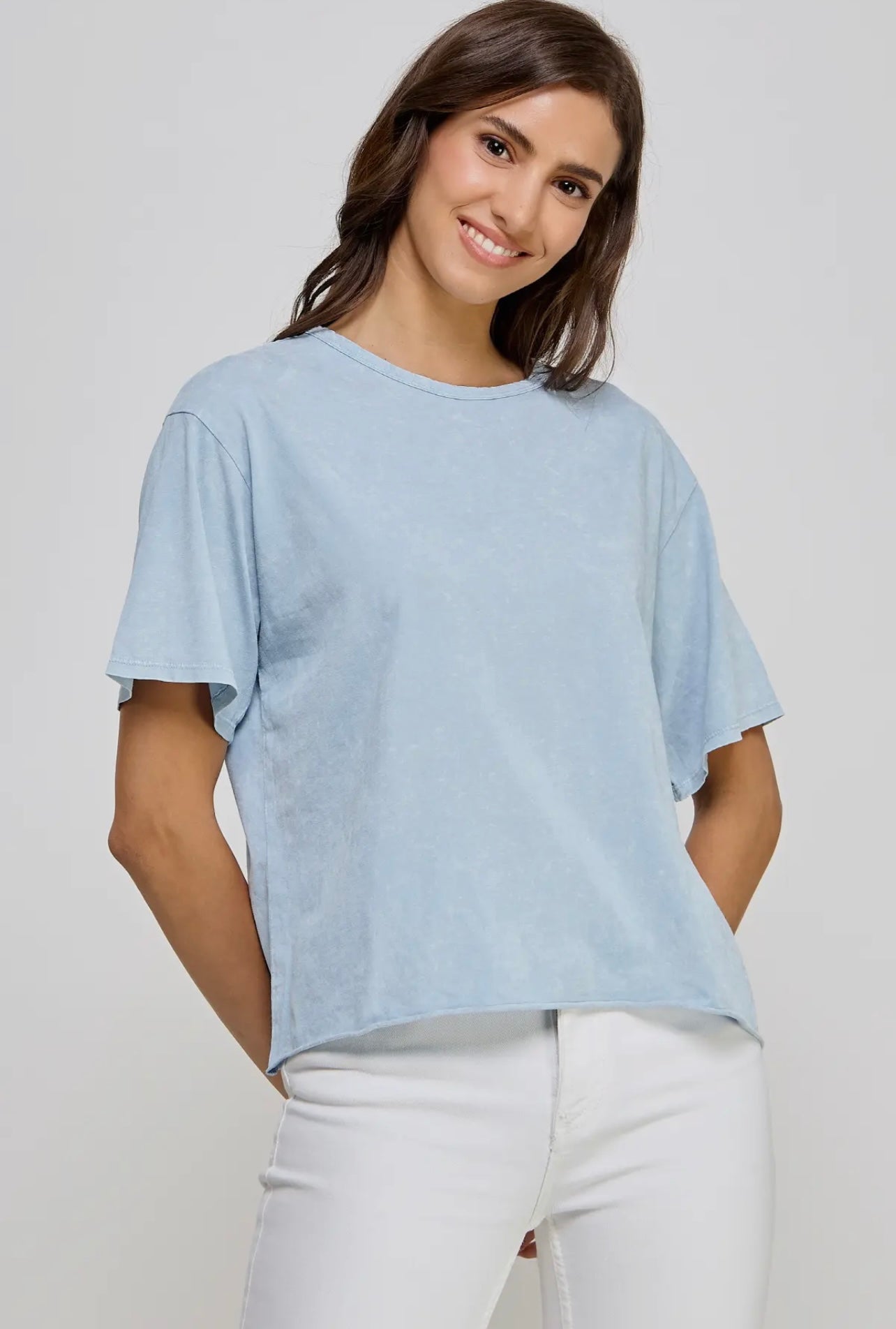 Blank mineral washed long crop tee