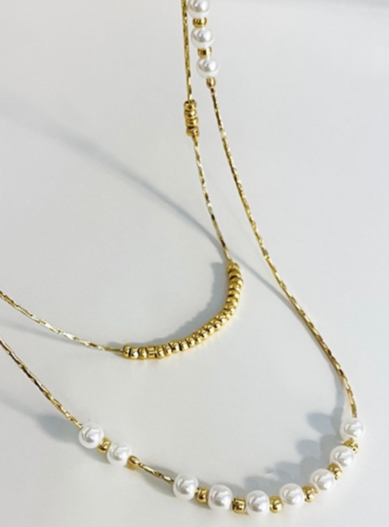 Gold & white pearl necklace