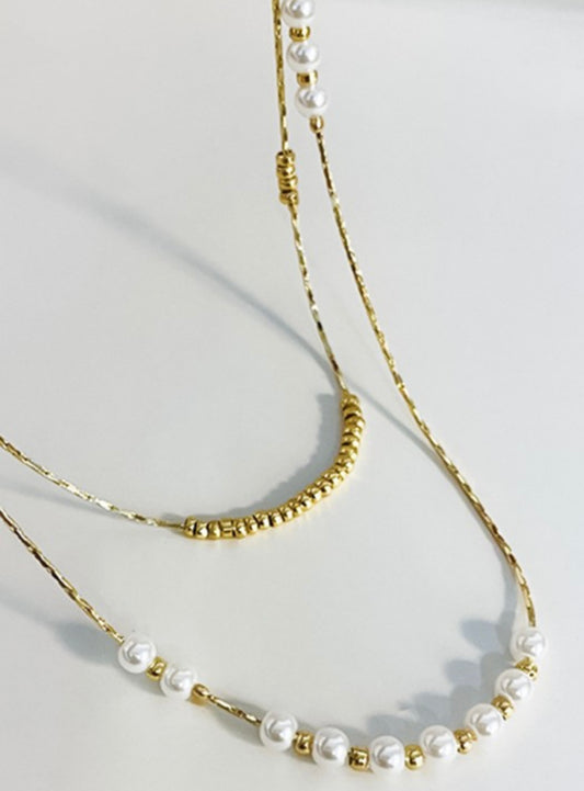 Gold & white pearl necklace