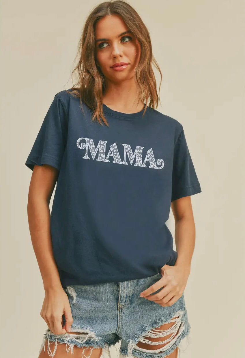 Leopard mamá graphic tee