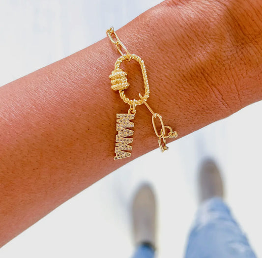 Mama pave'charm bracelet